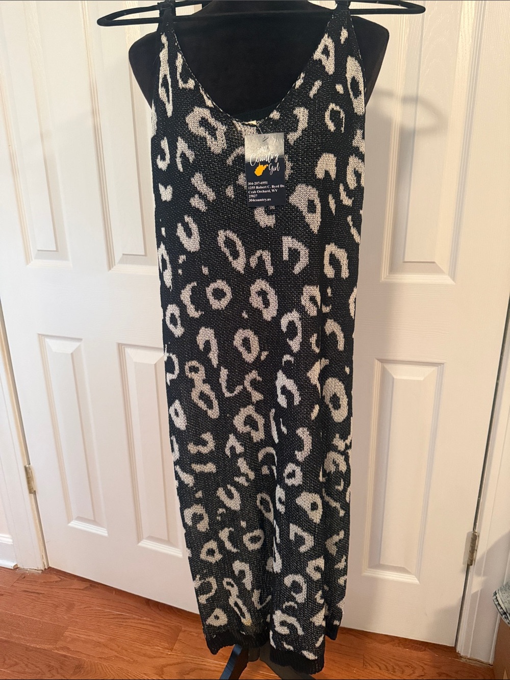 POL Black & White Leopard Print Maxi Knit Dress
